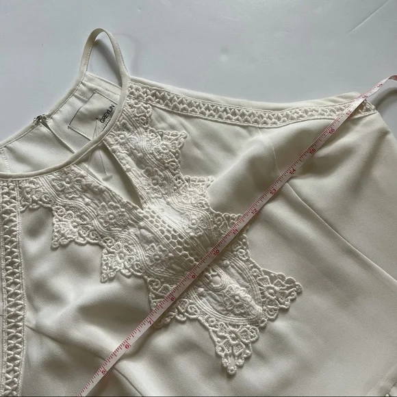 Greylin White Asymmetrical Lace Trim Dress Large - Picture 9 of 15